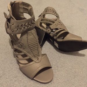 Grey heeled sandals