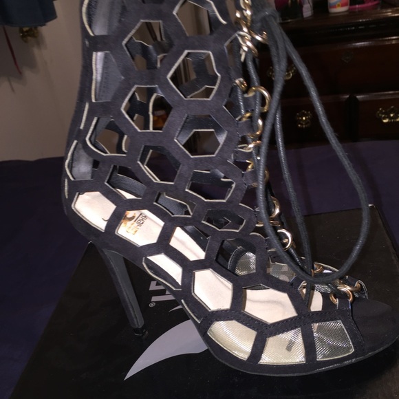 Black laced up heels