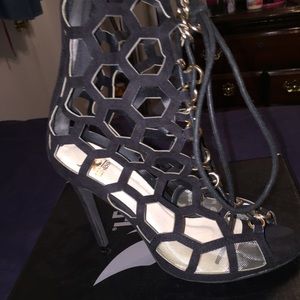 Black laced up heels