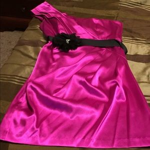 Hot pink one shoulder dress