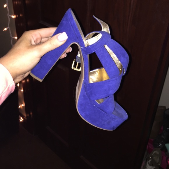 Bright blue high heels