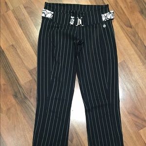 Pinstripe lulu pants with belt