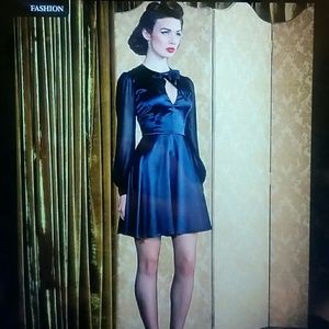 *NEW* Voodoo Vixens Hazel Black Satin Dress