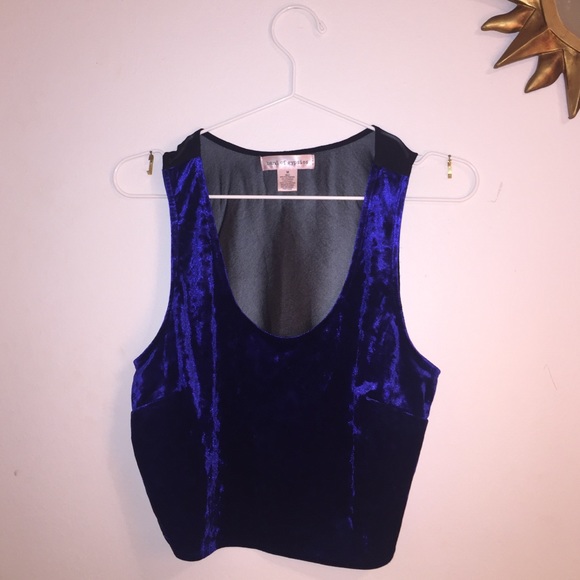 Crushed velvet royal blue crop tank