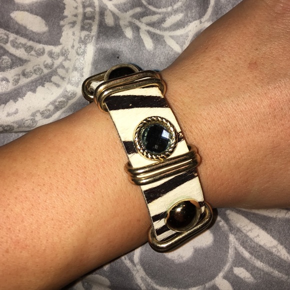 SALE! Leather zebra print bracelet