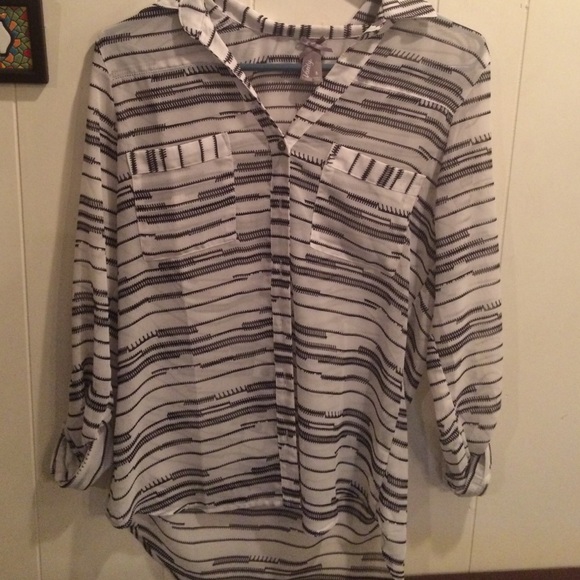 Sheer striped button down