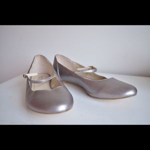 Silver Mary Jane Flats