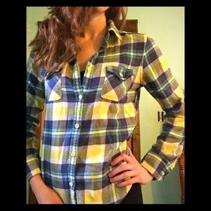 American Eagle Blue and Yellow Flannel