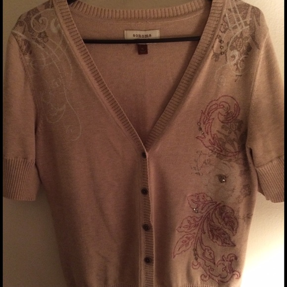 Sonoma Sweaters - Short Sleeve Cardigan Tan