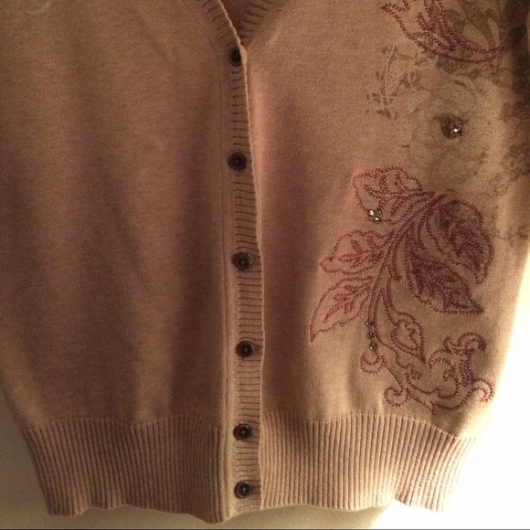 Short Sleeve Cardigan Tan - Picture 2 of 4