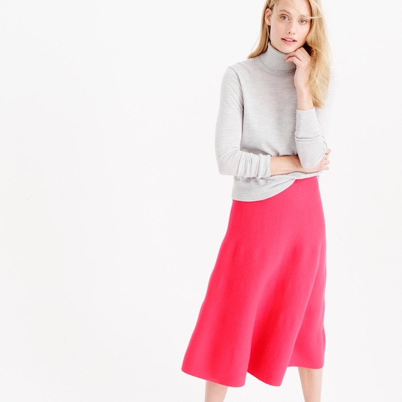 NWT J Crew Merino Wool Midi Sweater Skirt in Red 2 - Picture 2 of 2