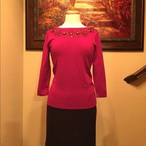 Beautiful Jeweled Plum Sweater