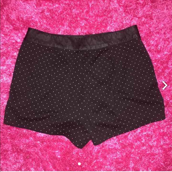 Black faux leather gold studded shorts