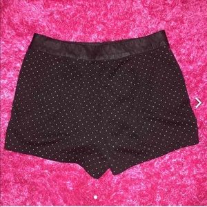 Black faux leather gold studded shorts