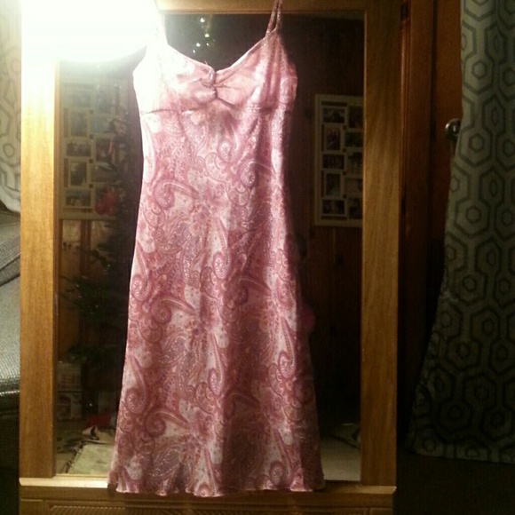 Pink paisley dress.