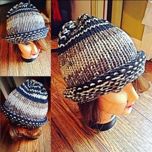 Hand knitted women's beanie hat