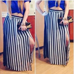 White/Black stripped maxi skirt