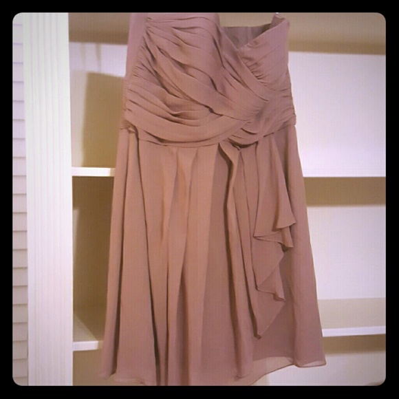 Nude/Light Brown  Strapless Bridesmaid Dress