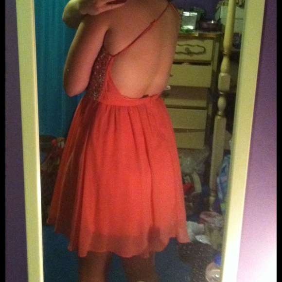 Coral Homecoming Dress - Picture 3 of 4