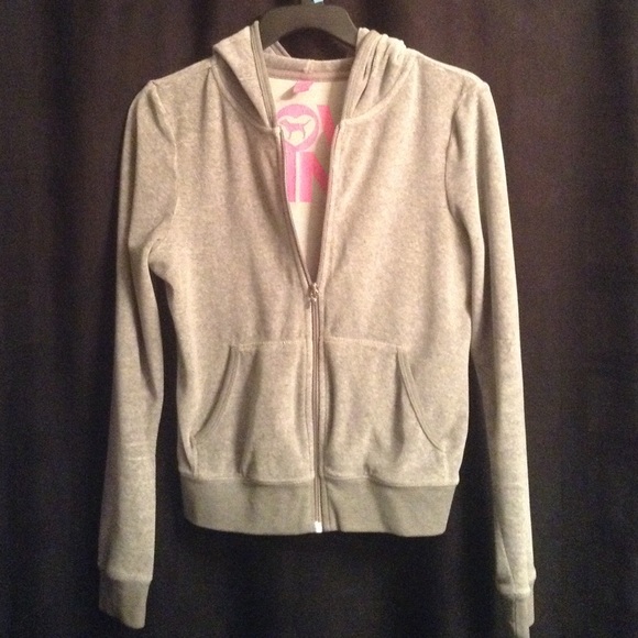 Pink Victoria Secret light gray jacket