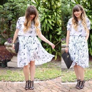 Armani Exchange graphic palm skirt and top set