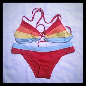Aloha rainbow red bikini