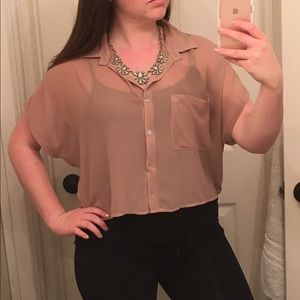 Sheer Collared Button-down