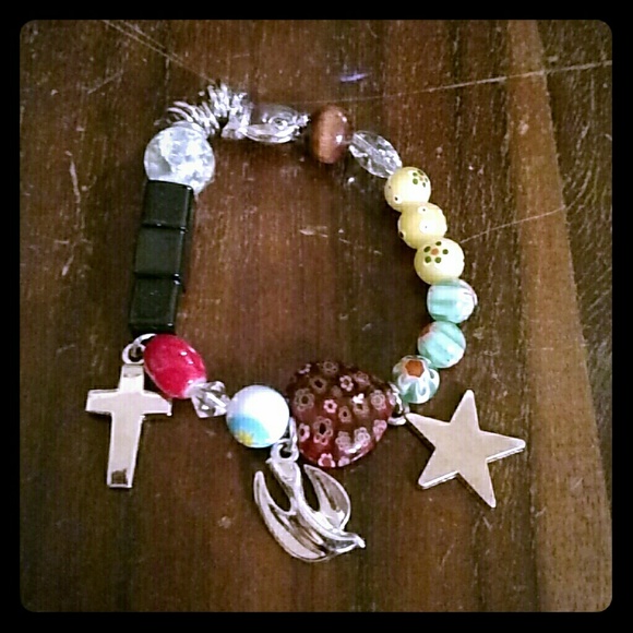 Jesus / God / Christianity Jewelry - 💒👆💙His Story Christian Charm Bead Bracelet💜👆⛪