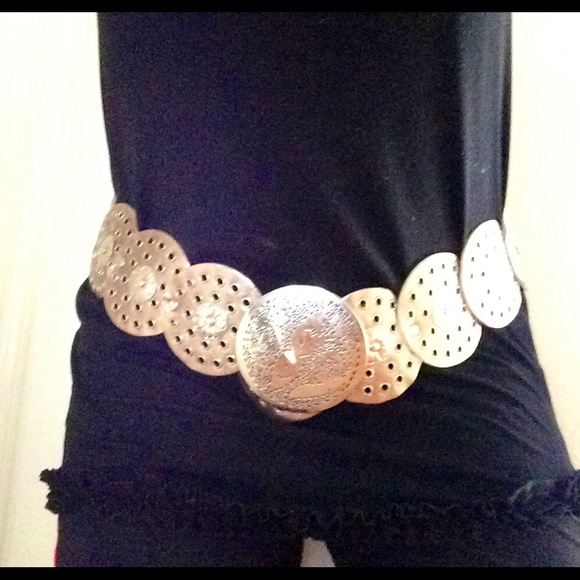 new hip belt pewter metallic silver buckle , Sz OS