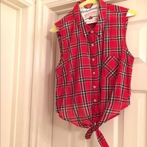 Plaid collared top