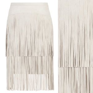 💖 SOLD 💖 RASHELL FAUX-SUEDE FRINGE PENCIL SKIRT