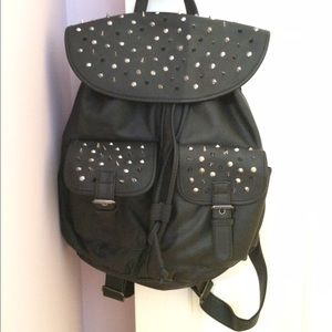 NEW W/O TAG! Studded Black Leather Backpack