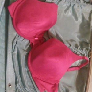 Pink floral print bra