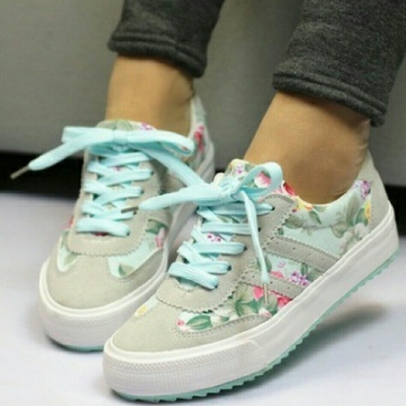 Blue floral shoes