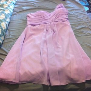 Bridesmaid dress. One shoulder strap. Lavender.