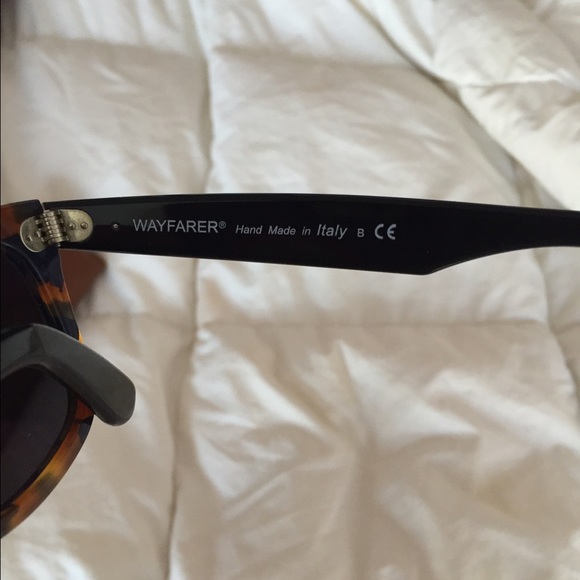 RayBan wayfarers blue tortoise wrap with blue lens