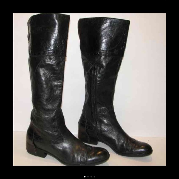Women's Black Leather Riding Boots
