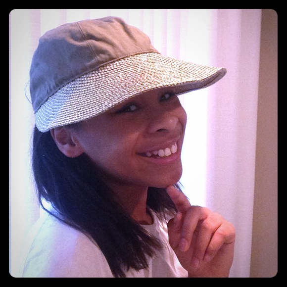 Taupe and gold hat