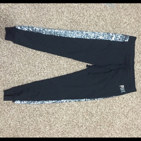 PINK black and sequin sweatpants