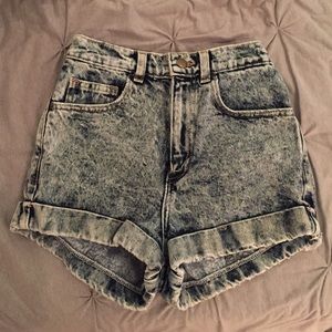 American Apparel Acid Wash High Waisted Shorts