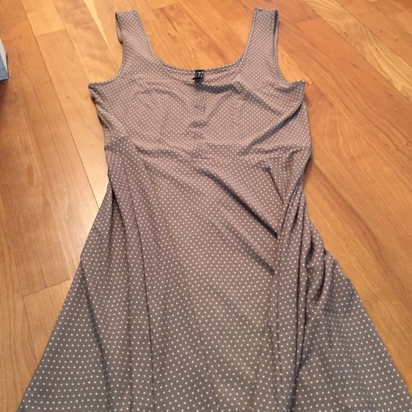 Tan and white polkadot dress