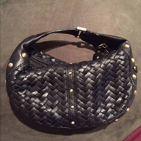 Cole Haan Black Leather Woven Handbag