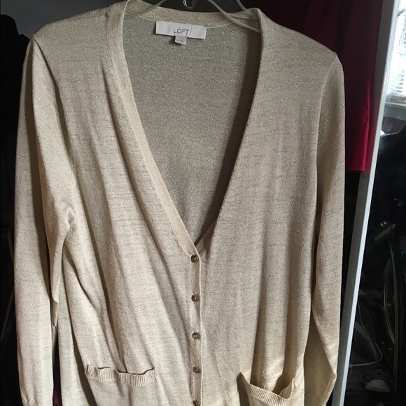 Gold sparkle light knit button cardigan