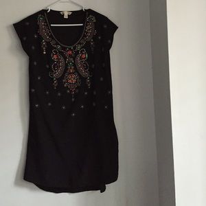 Anthro yumi black cocktail dress with beading