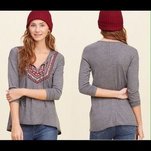 Shine embroidered peasant top