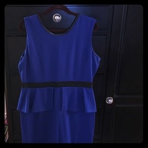 Like new royal blue dress with black leather