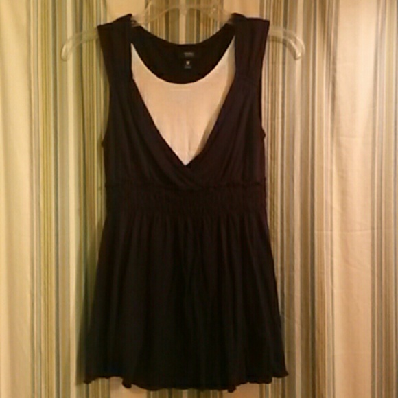 Navy blue sleeveless Greek style top