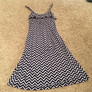 Navy blue and white chevron dress