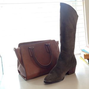 Tall gray suede boots