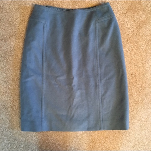 Ann Taylor Sky Blue Wool Pencil Skirt Sz 0 Petite